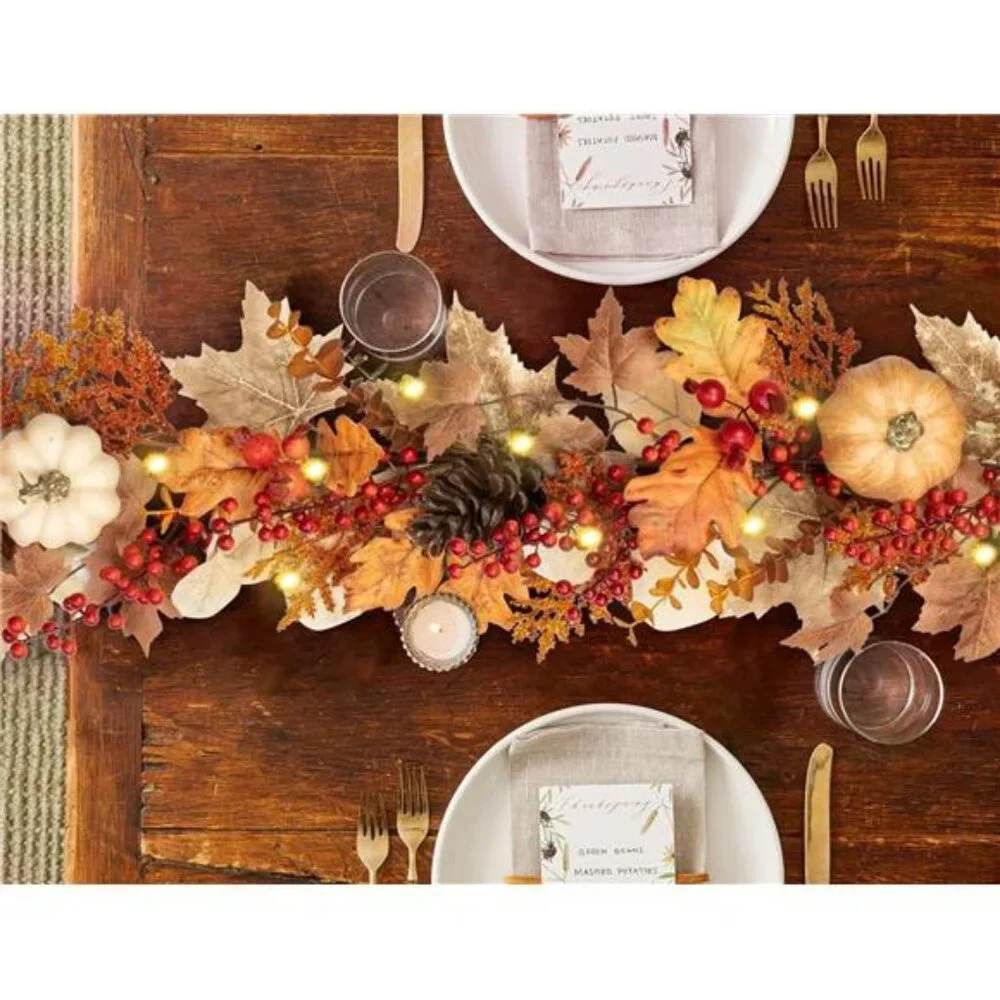 6Ft Fall Porch Decorations Outdoor for Home Backdrop Pumpkins Berries Pine Cones